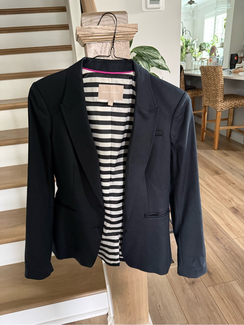 Banana Republic Black Women's Blazer with Striped Lining